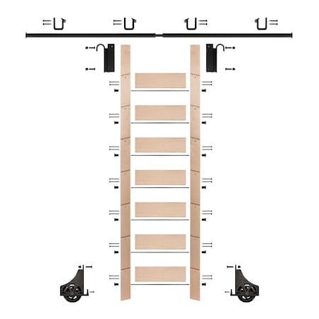 Meadow Lane Ladder 92 in. Pre-Finished Maple Black Hook with 8 ft. Rail Kit EG.300-92MA-08.08-PF
